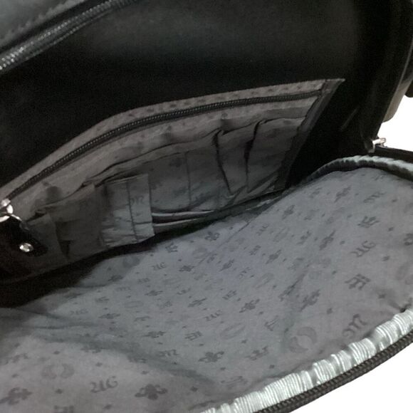 Miss Me Heather Ikat Embroidered Sequin Studded Black Faux Leather Backpack - Picture 10 of 12